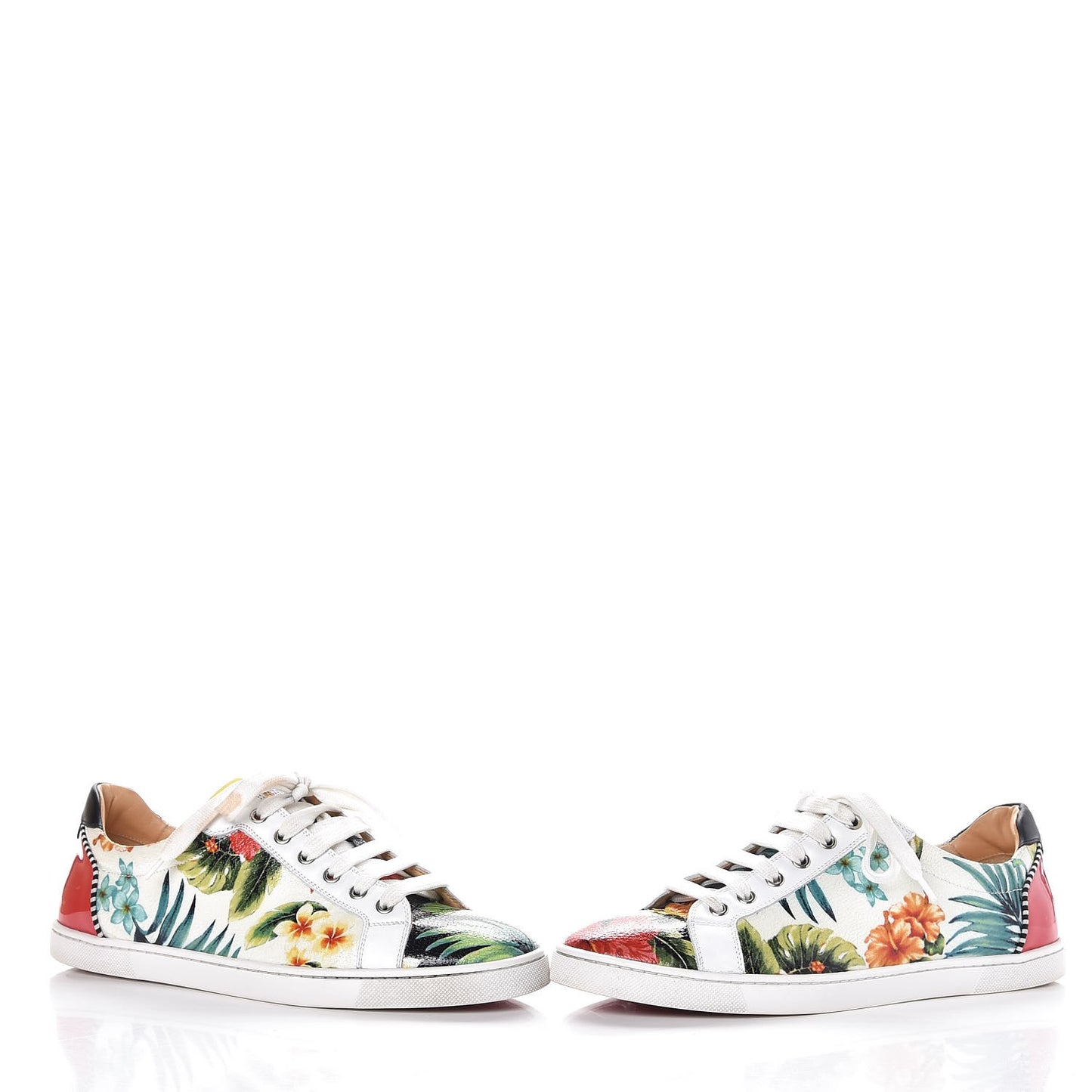 Crackled Calfskin Patent Hawaii Print Seava Sneakers 41.5 Multi