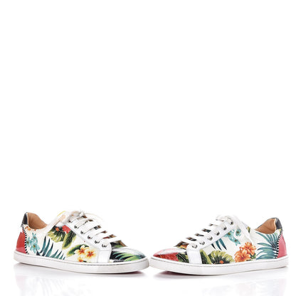 Christian Louboutin Crackled Calfskin Patent Hawaii Print Seava Sneakers 41.5 Multi 6 of 14