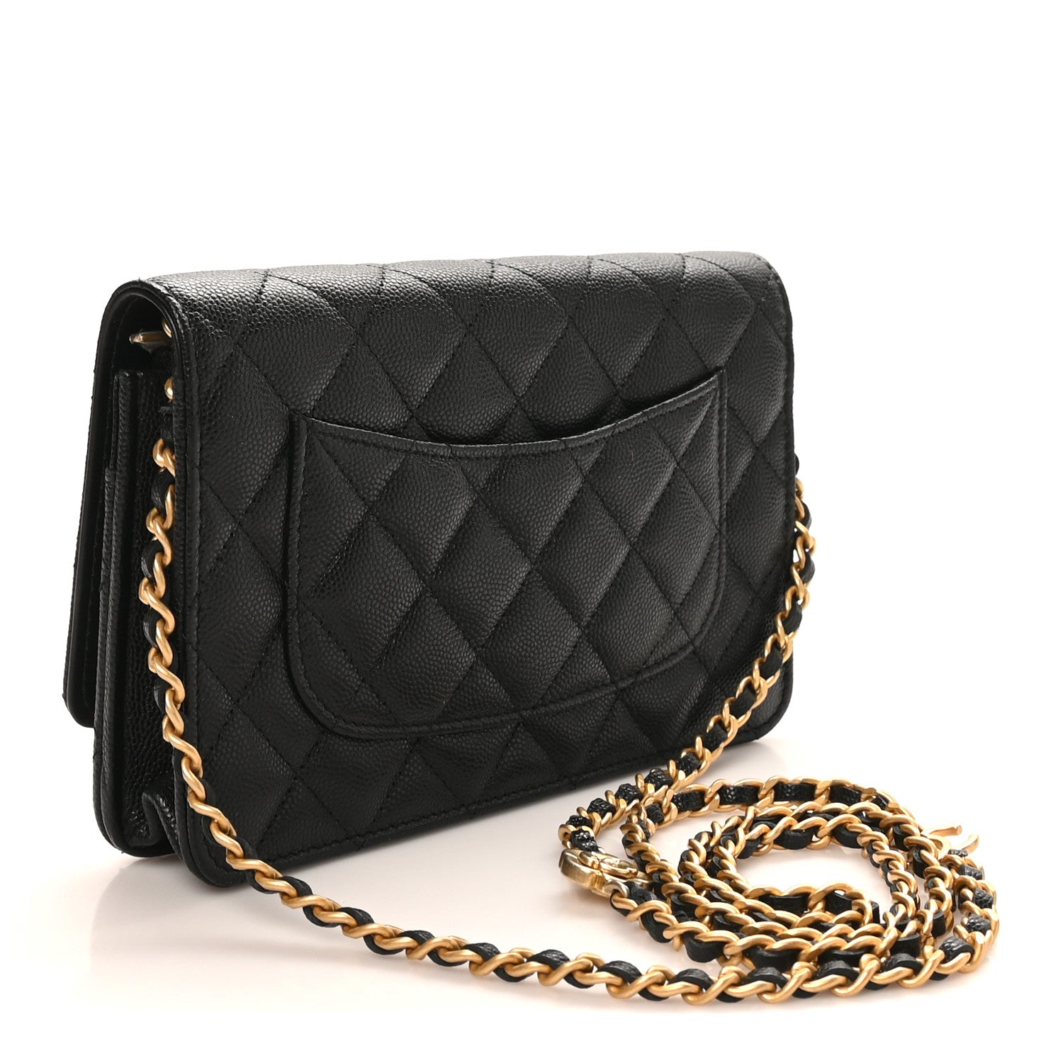 Chanel Caviar Quilted Camellia Wallet On Chain WOC Black 2 of 9