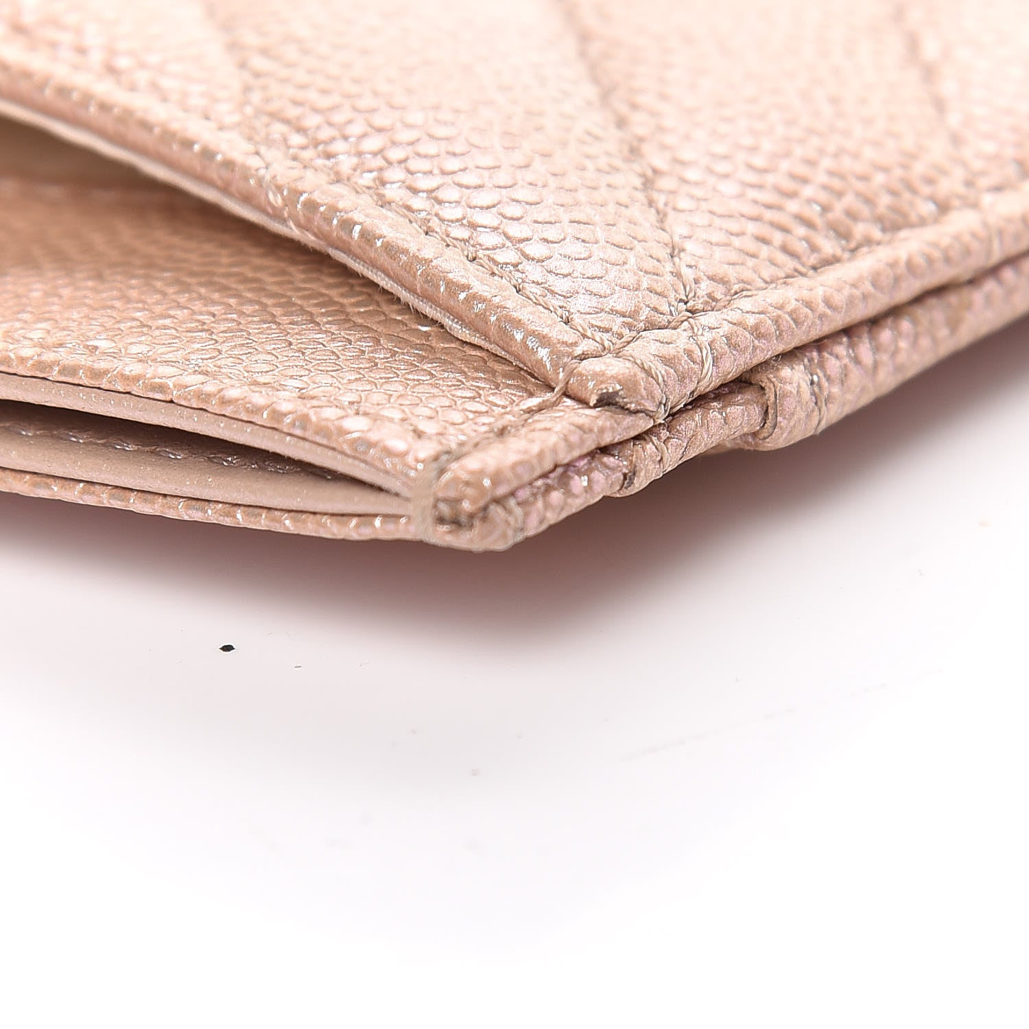 Chanel Iridescent Caviar Chevron Quilted Card Holder Beige 12 of 14