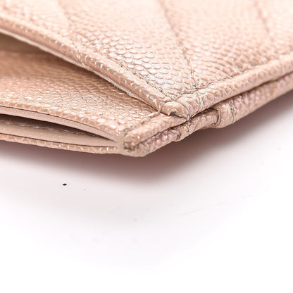 Chanel Iridescent Caviar Chevron Quilted Card Holder Beige 12 of 14