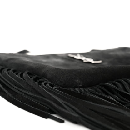 Saint Laurent Suede Calfskin Small Fringe Crossbody Bag Black 9 of 11