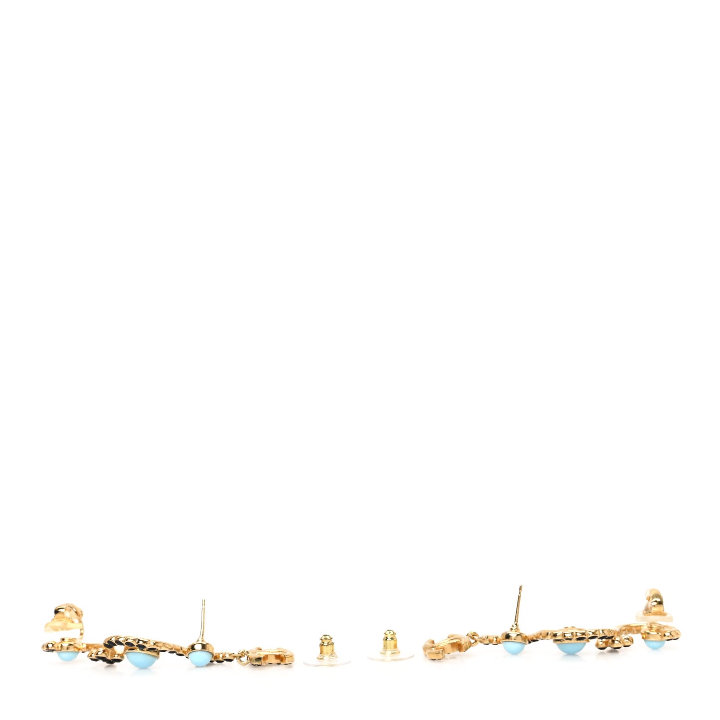 Crystal Bead CC Climber Earrings Gold Black Turquoise