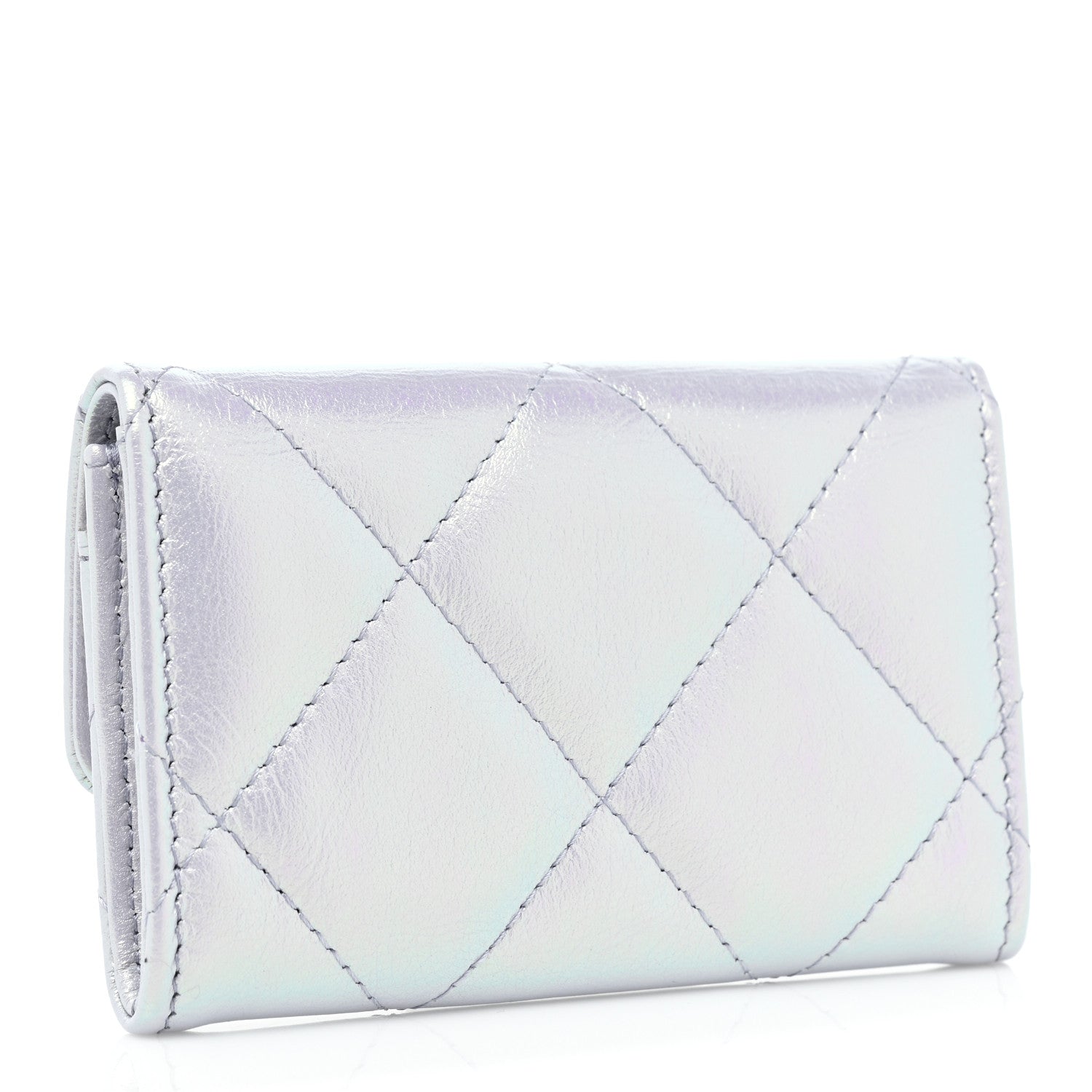 Chanel Iridescent Calfskin Quilted Chanel 19 Flap Card Holder Light Purple 3 of 8
