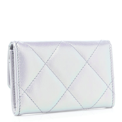Chanel Iridescent Calfskin Quilted Chanel 19 Flap Card Holder Light Purple 3 of 8