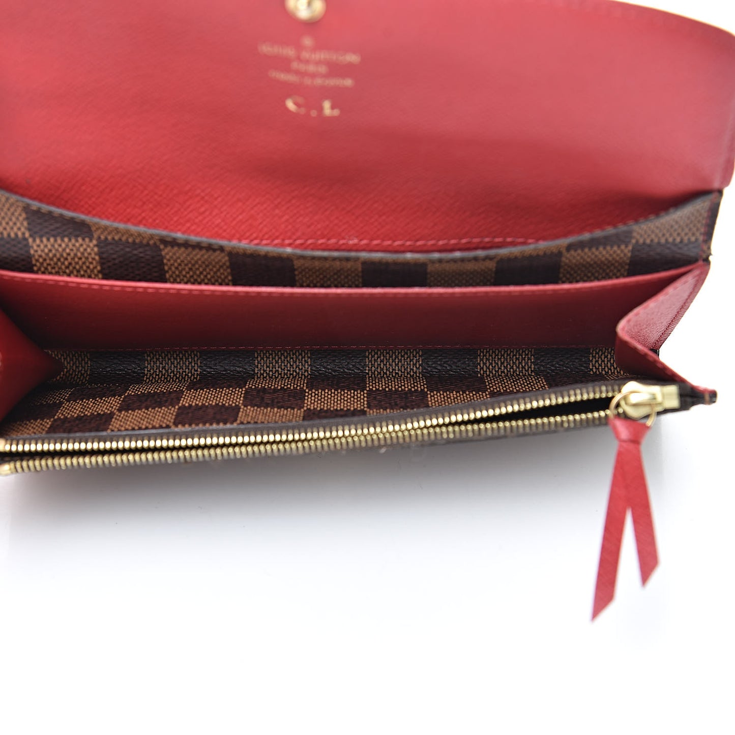 Damier Ebene Emilie Wallet Red