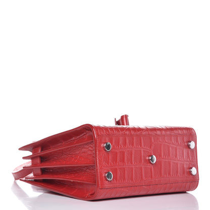 Saint Laurent Calfskin Crocodile Embossed Nano Sac De Jour Red 4 of 8
