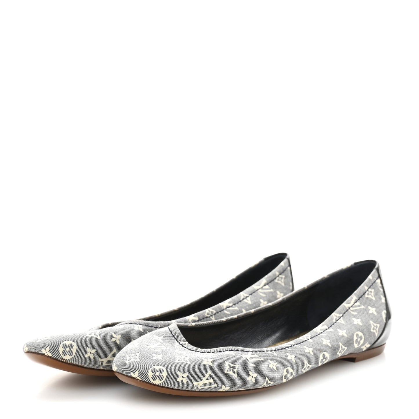 Canvas Patent Monogram Ballerina Flats 39.5 Grey