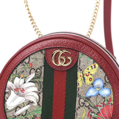 Gucci GG Supreme Monogram Web Flora Mini Ophidia Round Backpack Red 10 of 11