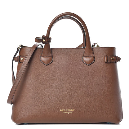 Burberry Grainy Calfskin House Check Medium Banner Tote Tan 1 of 10