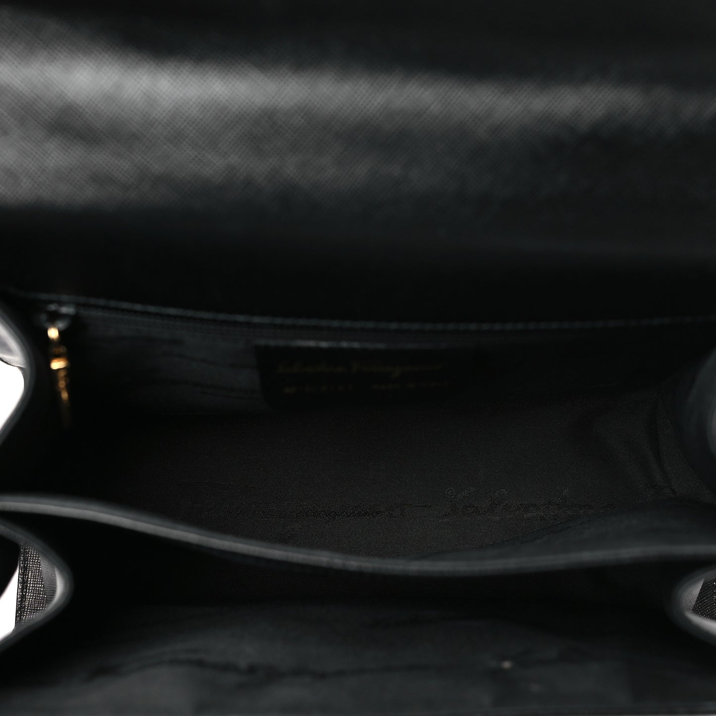 Hammered Calfskin Iconic Large Top Handle Bag Black
