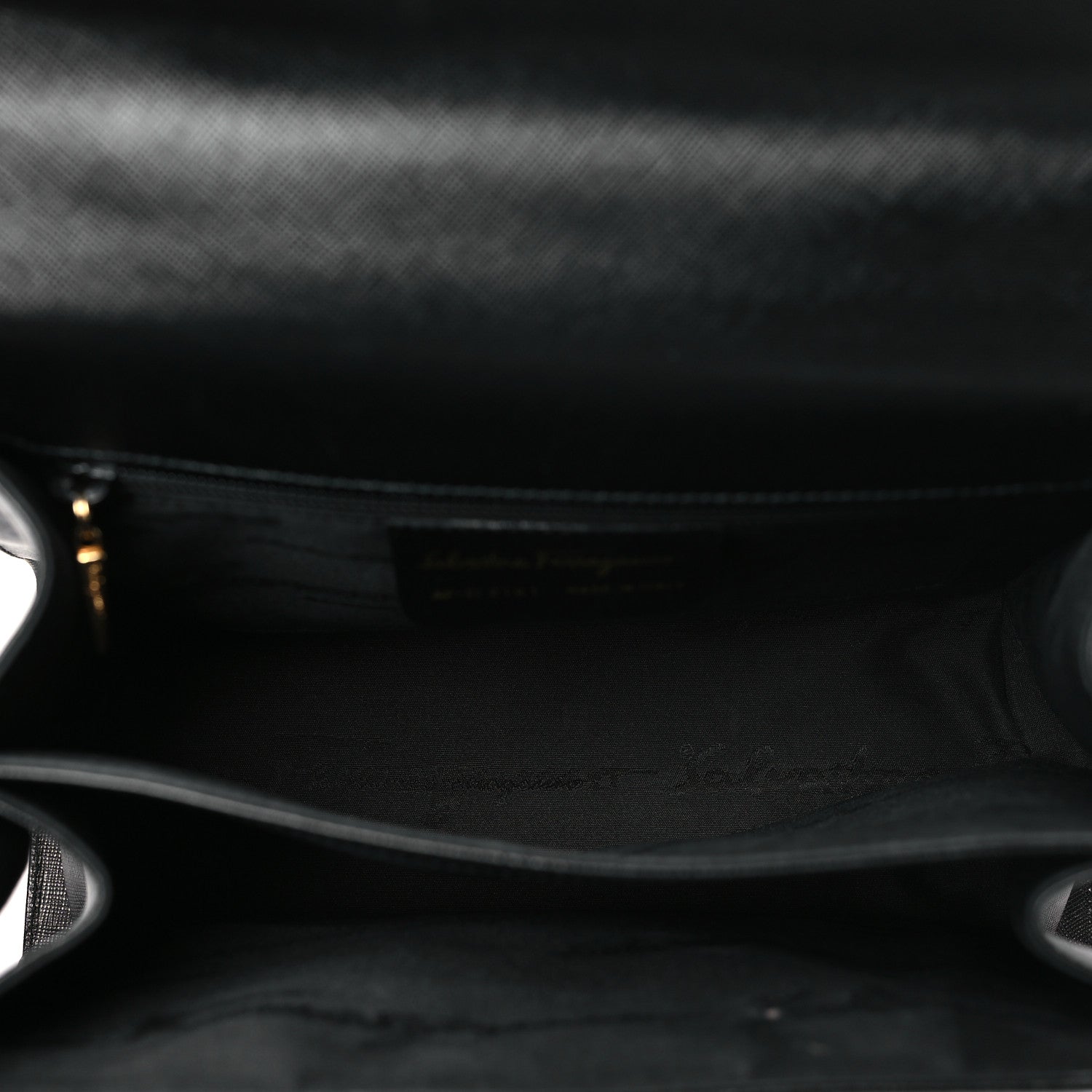 Salvatore Ferragamo Hammered Calfskin Iconic Large Top Handle Bag Black 5 of 10