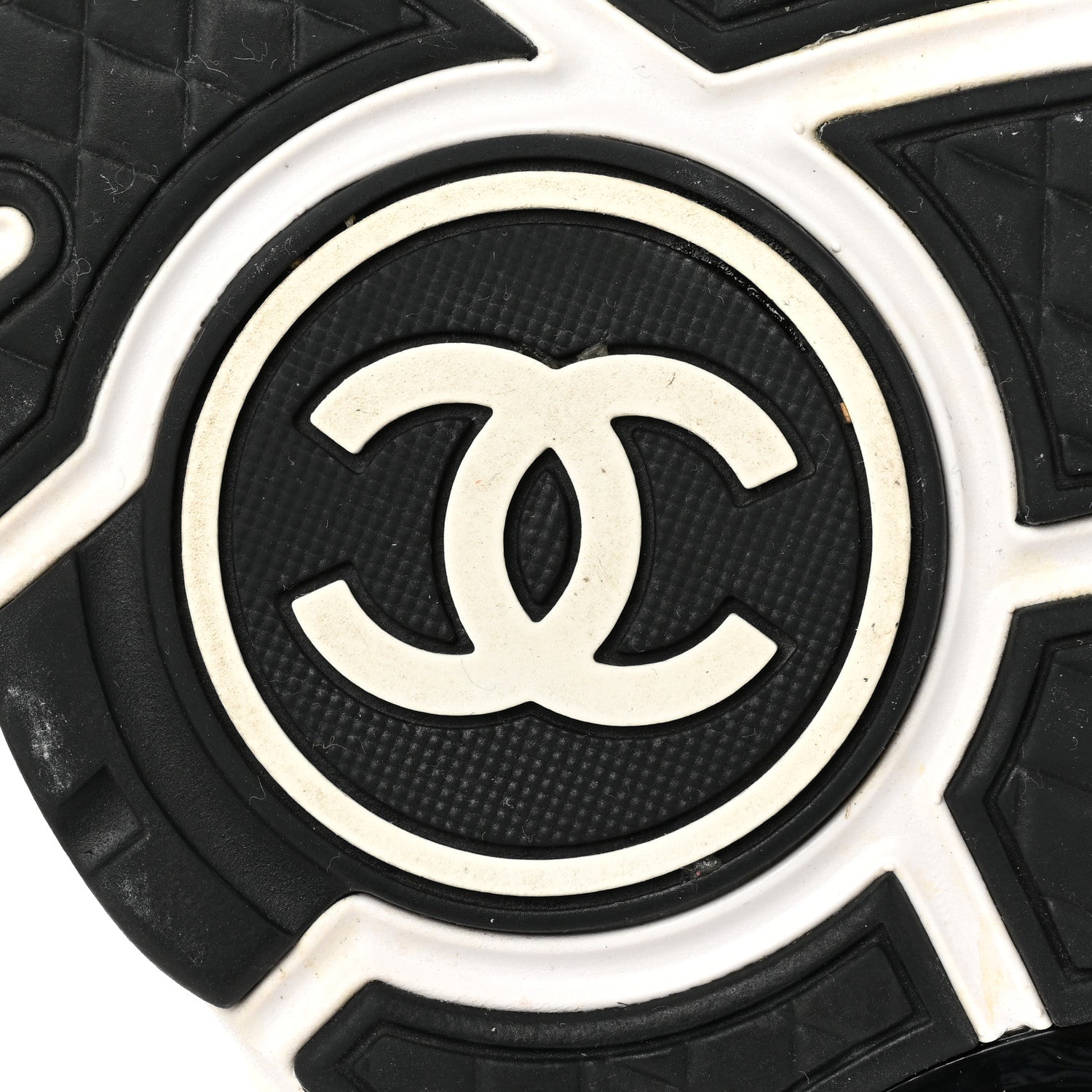 Chanel Mesh Suede Calfskin Grained Calfskin Womens CC Sneakers 41 White Black 6 of 8