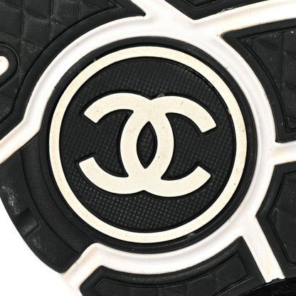 Chanel Mesh Suede Calfskin Grained Calfskin Womens CC Sneakers 41 White Black 6 of 8