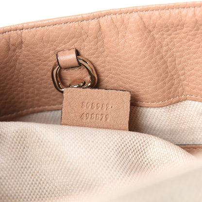 Gucci Linen Canvas Pebbled Calfskin Medium Soho Chain Shoulder Bag White Camelia 7 of 14