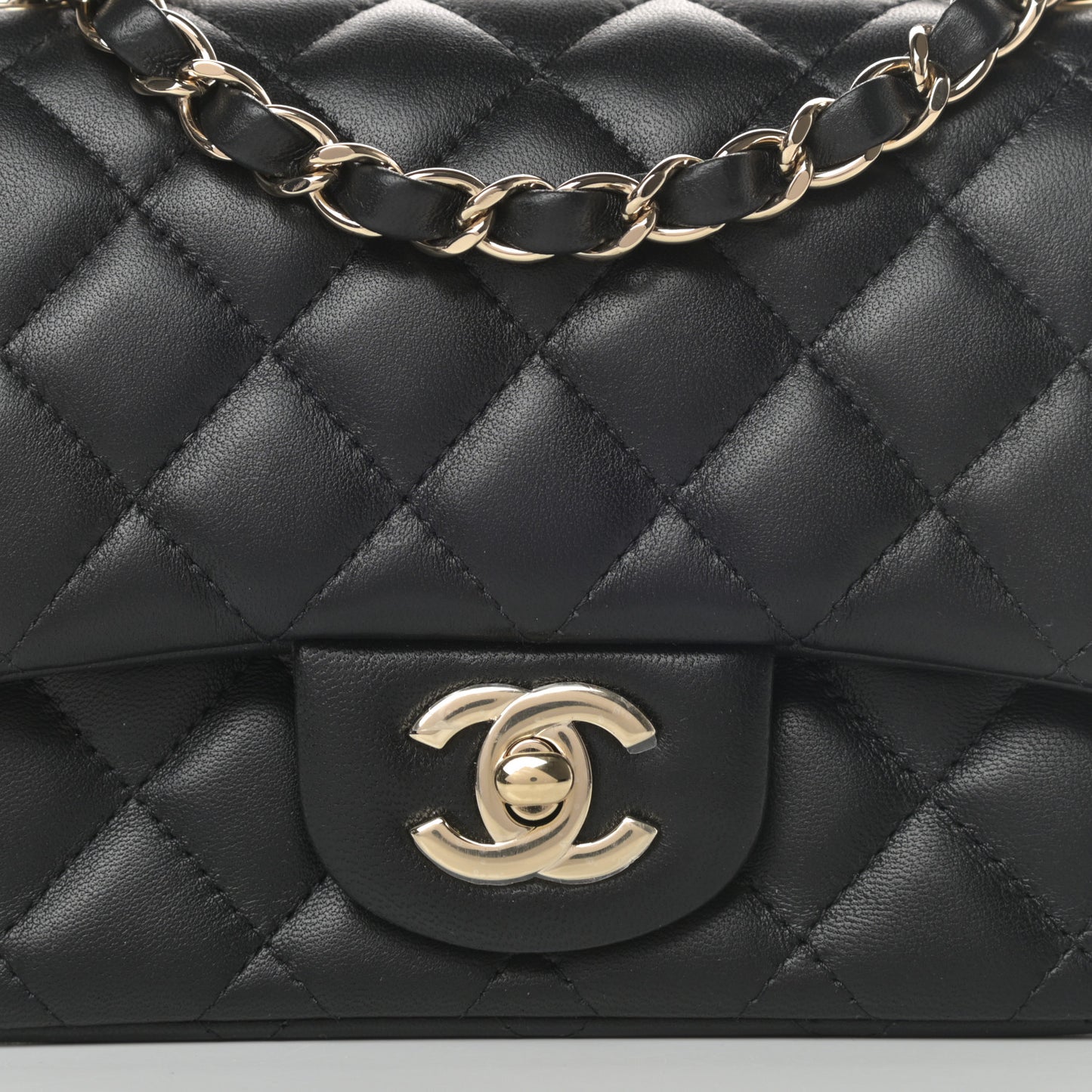 Lambskin Quilted Mini Square Flap Black