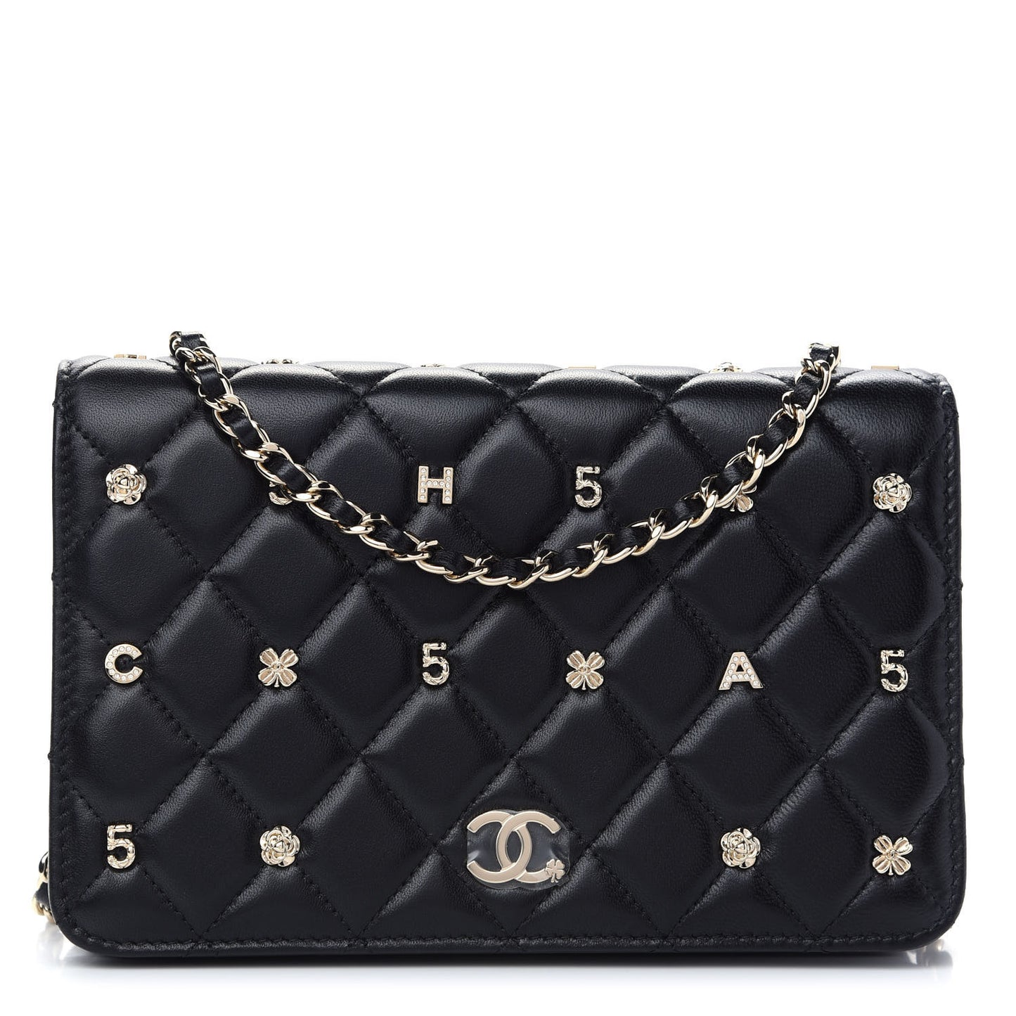 Lambskin Quilted All About Chanel Wallet On Chain WOC Black