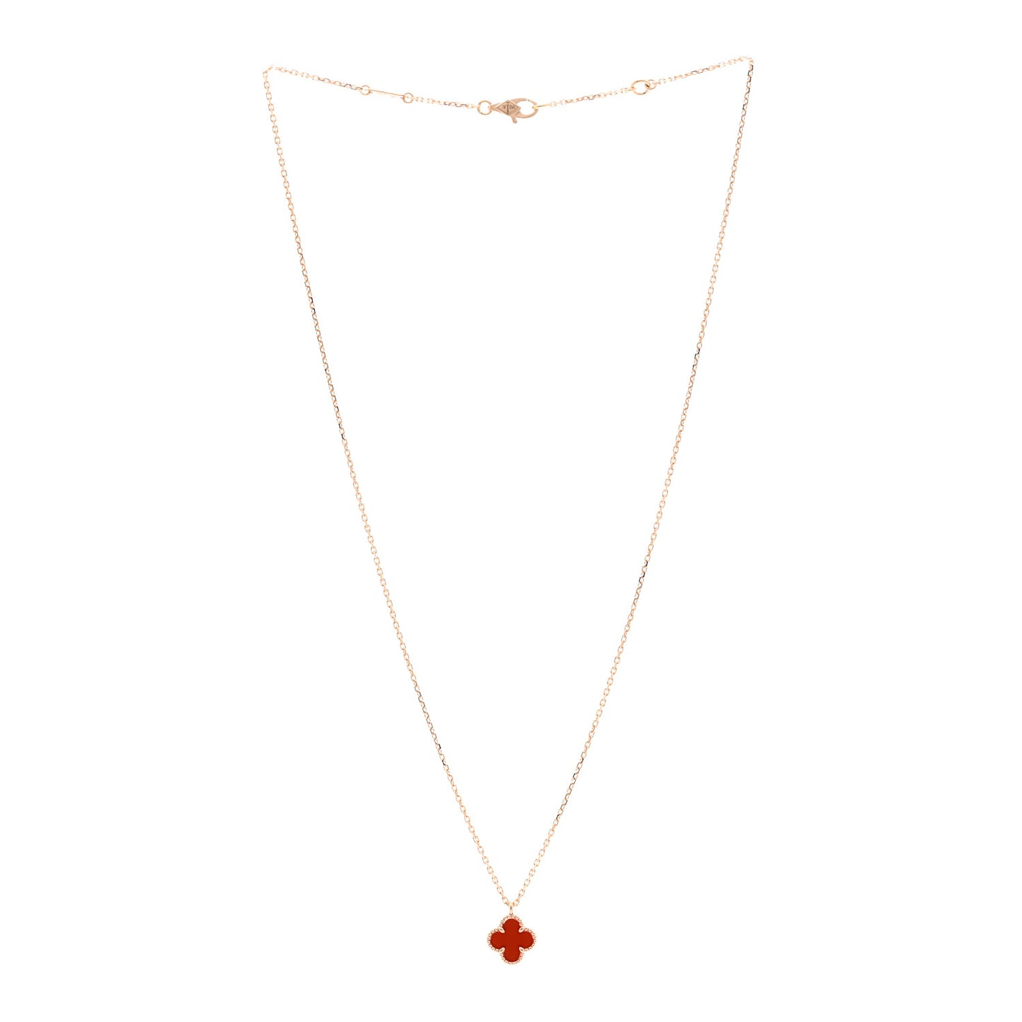 18K Rose Gold Carnelian Sweet Alhambra Pendant Necklace