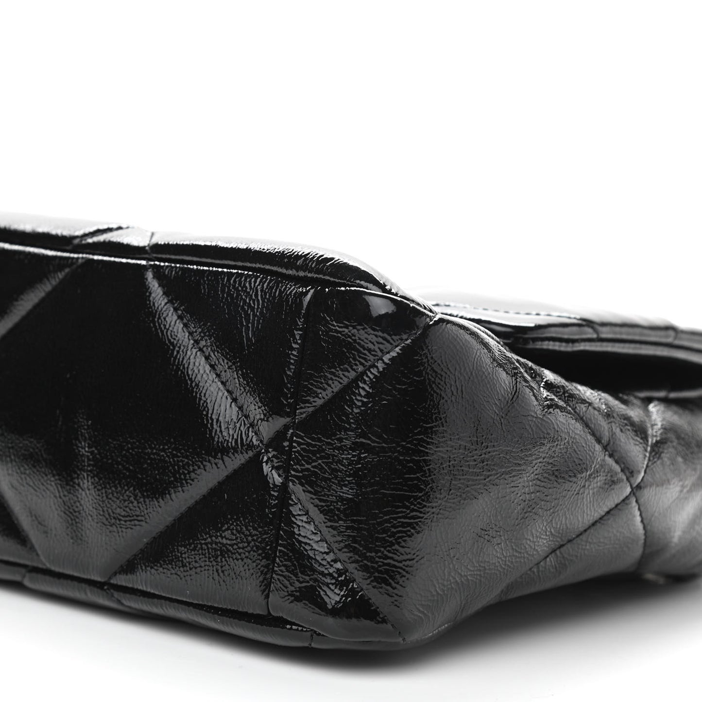 Shiny Crumpled Calfskin Quilted Large Chanel 19 Flap Black