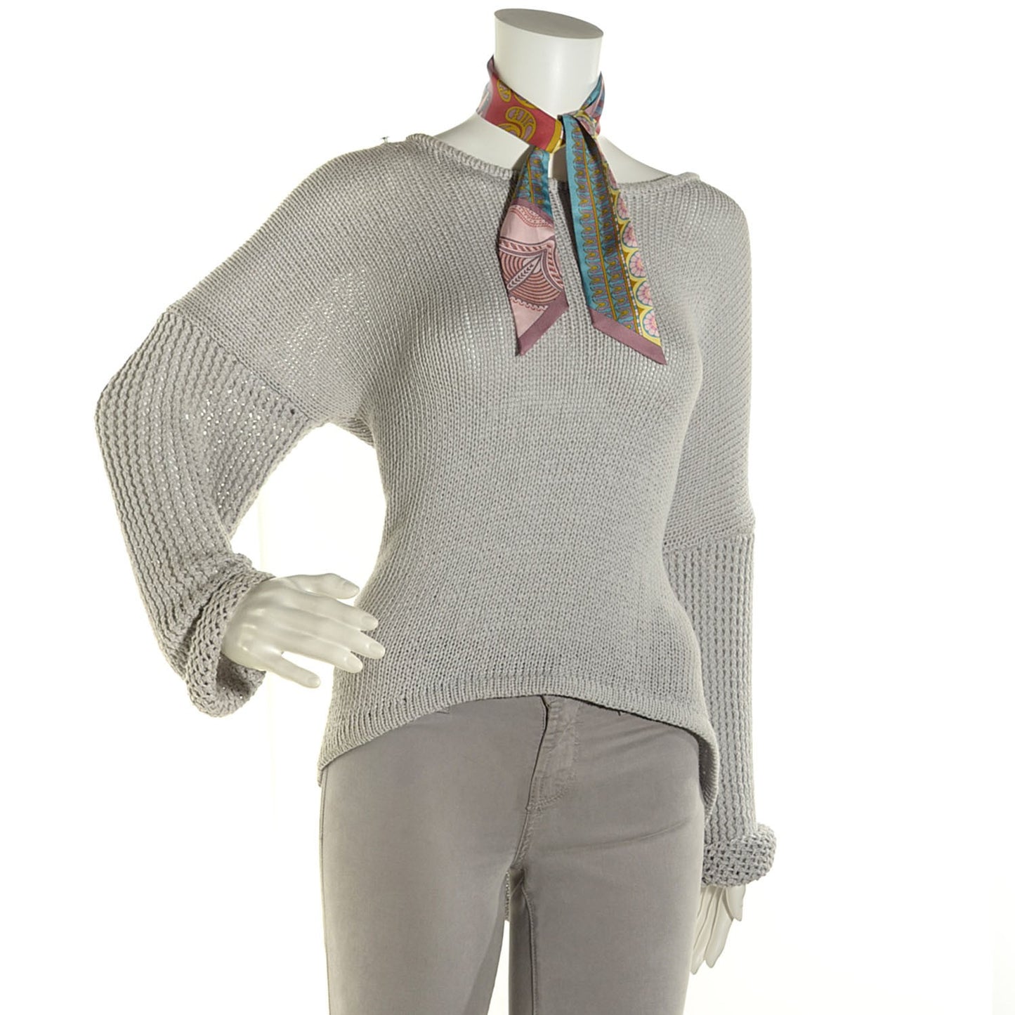 Silk Geometrie Cretoise Silk Twilly Vieux Rose Framboise Bleu