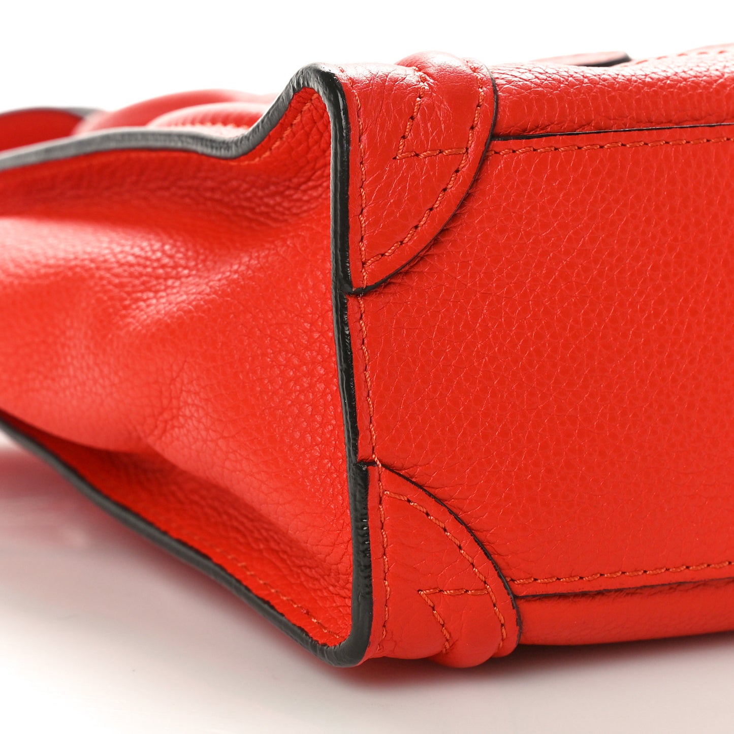 Drummed Calfskin Nano Luggage Vermillion