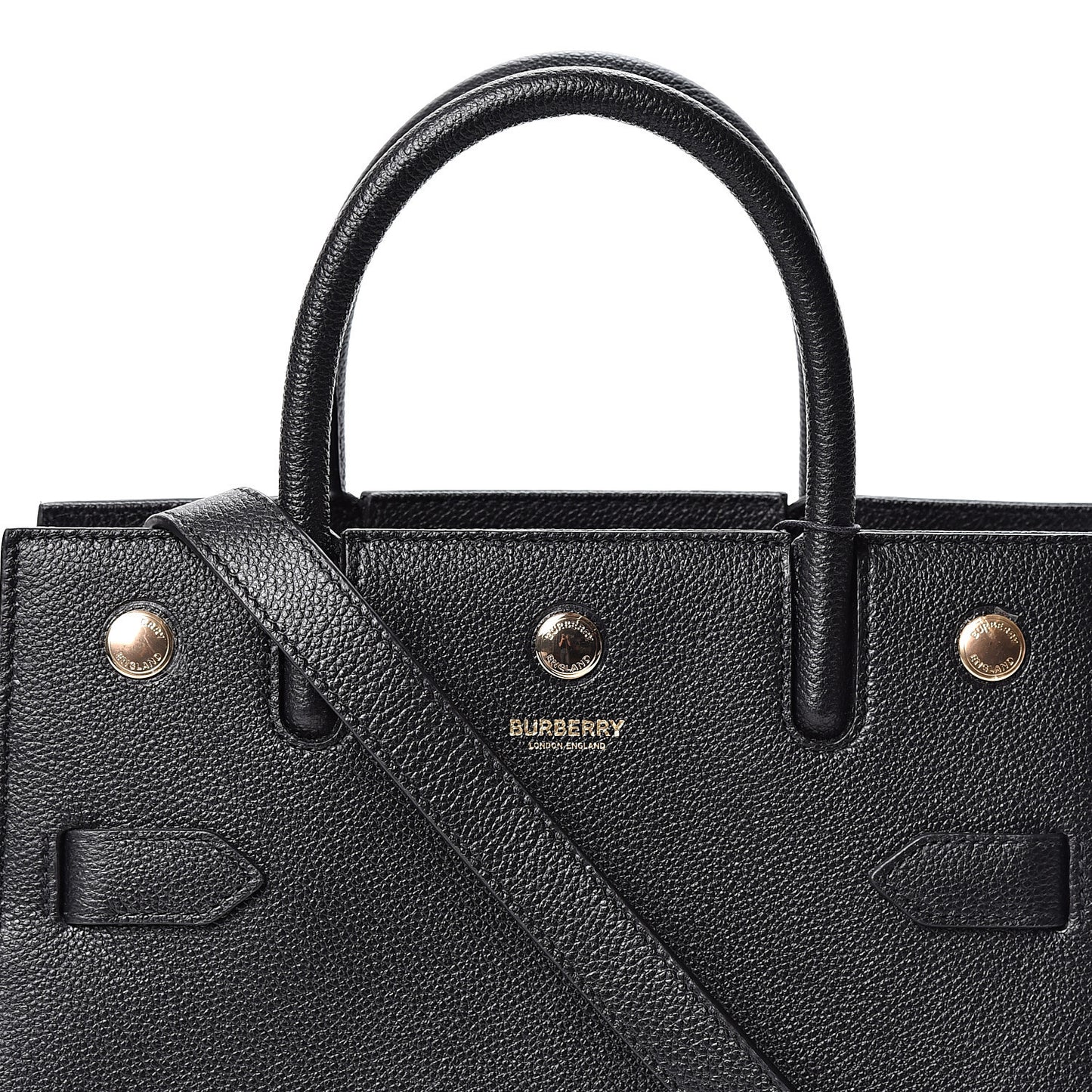 Grainy Calfskin Mini Two Handle Title Bag Black