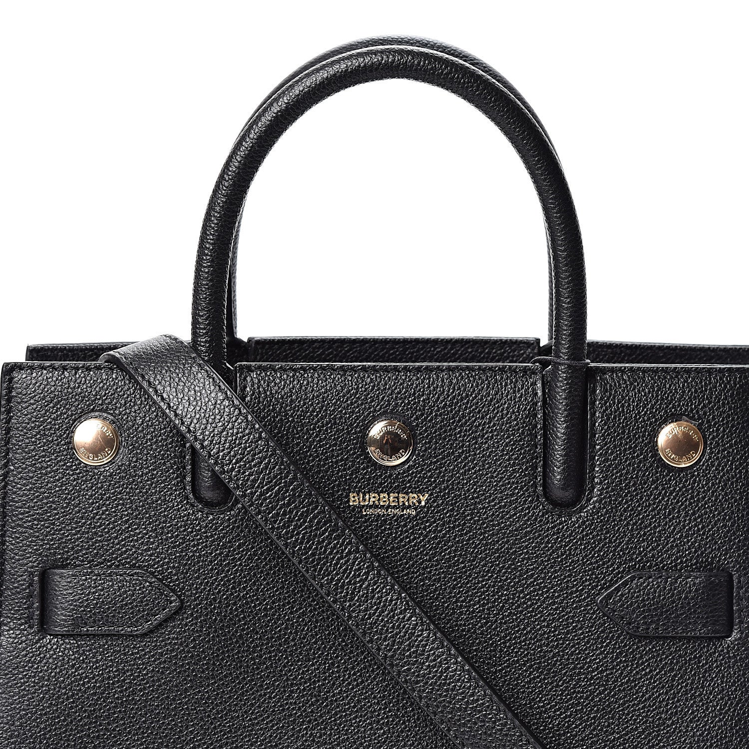 Burberry Grainy Calfskin Mini Two Handle Title Bag Black 6 of 8