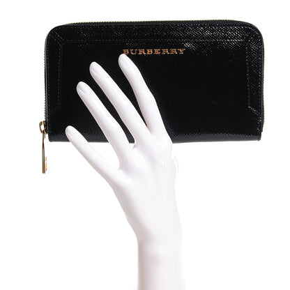 Burberry Patent London Leather Large Zippg Zip Around Wallet Black 2 of 8