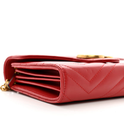 Gucci Calfskin Matelasse GG Marmont Chain Wallet Hibiscus Red 9 of 10