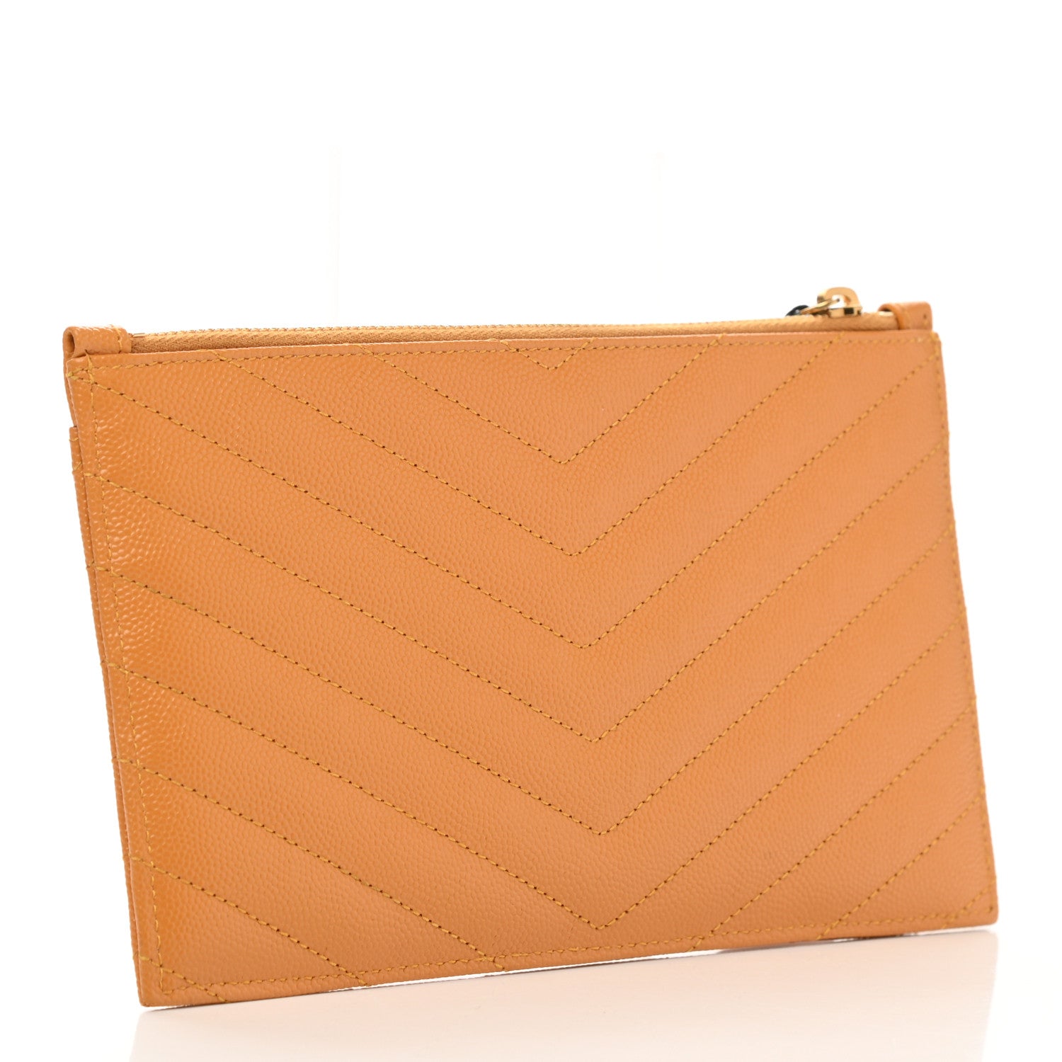 Saint Laurent Grain De Poudre Chevron Monogram Bill Pouch Senape Yellow 3 of 7