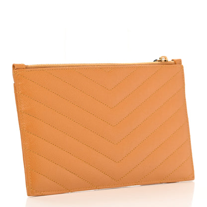 Saint Laurent Grain De Poudre Chevron Monogram Bill Pouch Senape Yellow 3 of 7