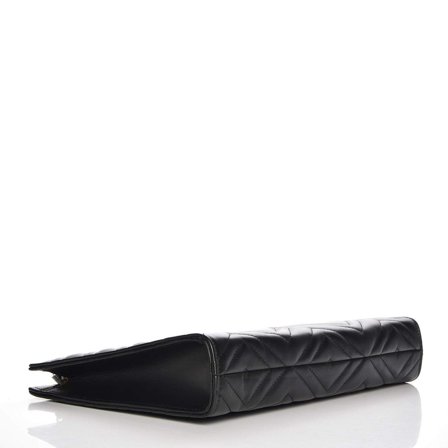 Calfskin Matelasse Chevron Heart GG Marmont Clutch Black