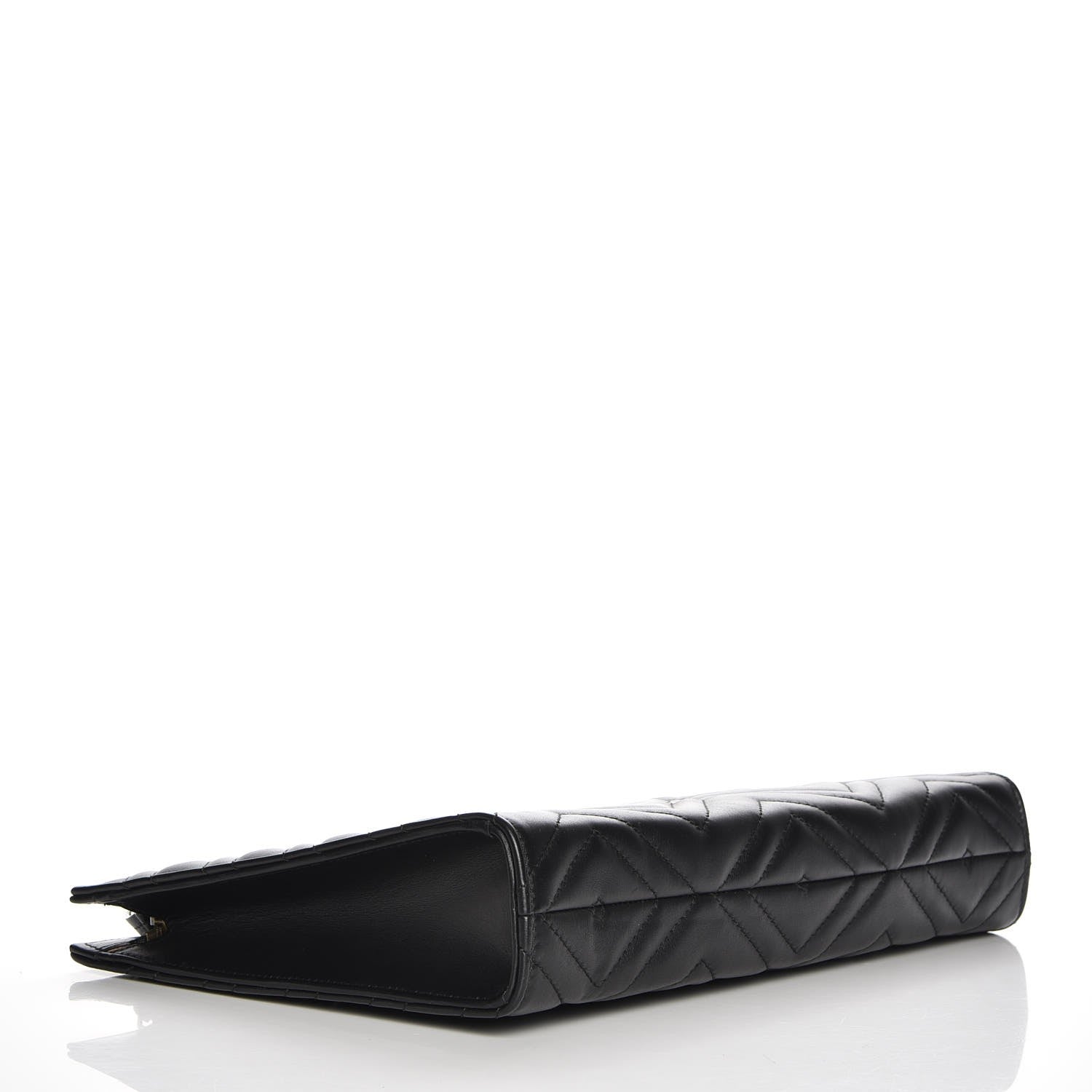 Gucci Calfskin Matelasse Chevron Heart GG Marmont Clutch Black 4 of 7
