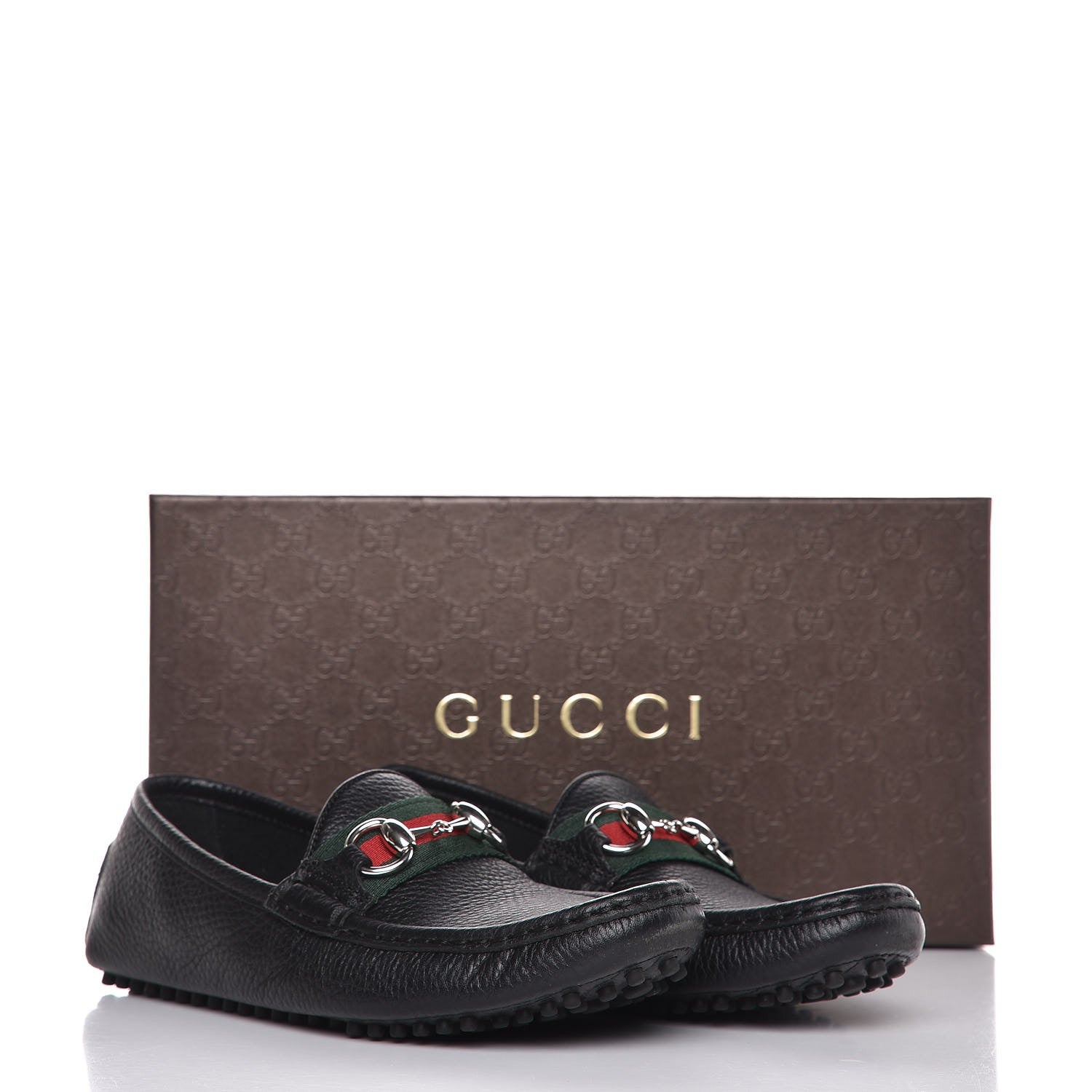 Gucci Road Calfskin Web Womens Horsebit Driver Loafers 35.5 Black 9 of 9