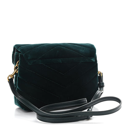 Saint Laurent Velvet Y Quilted Monogram Toy Loulou Crossbody Bag Dark Ottanio 3 of 15