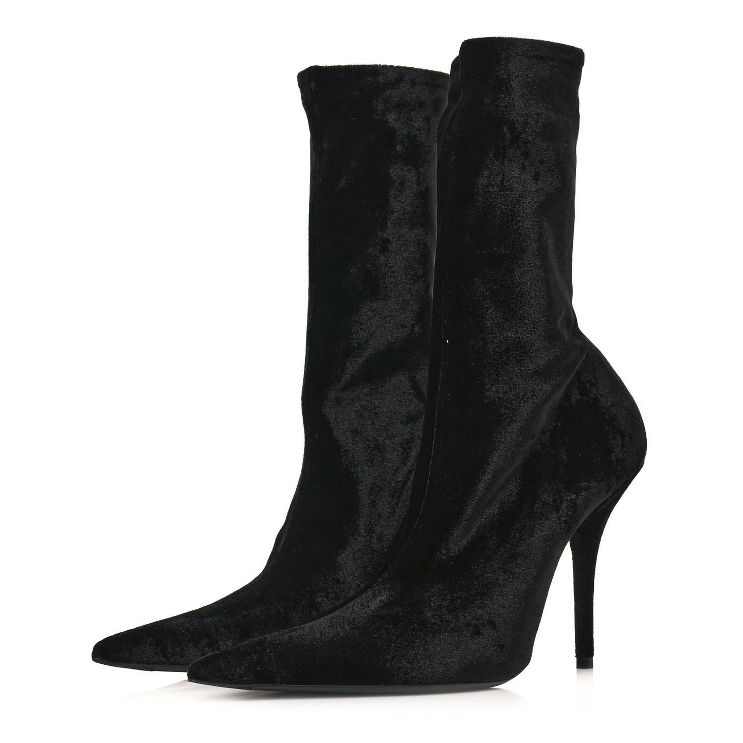 Velvet Spandex Extreme Pointed Toe Knife Ankle Boots 38 Black