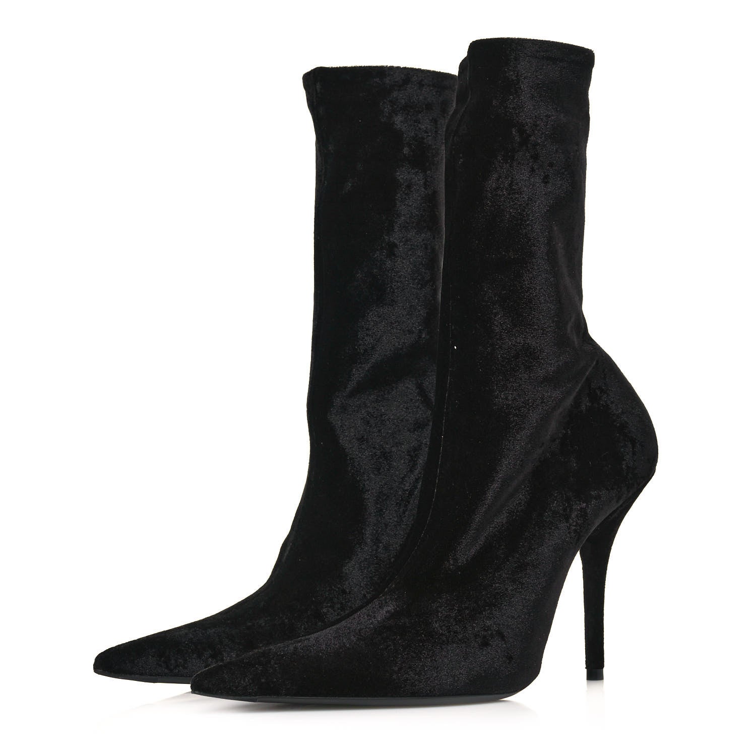 Balenciaga Velvet Spandex Extreme Pointed Toe Knife Ankle Boots 38 Black 3 of 6