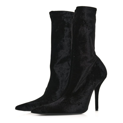Balenciaga Velvet Spandex Extreme Pointed Toe Knife Ankle Boots 38 Black 3 of 6