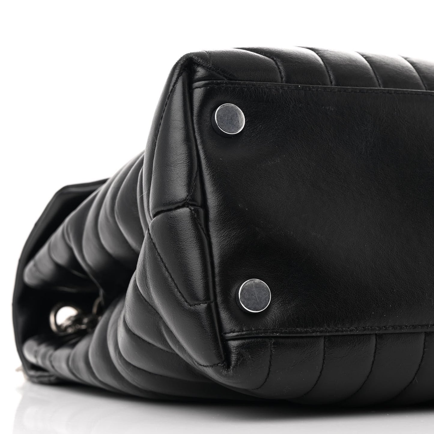 Calfskin Y Quilted Monogram Large Loulou Chain Satchel Black