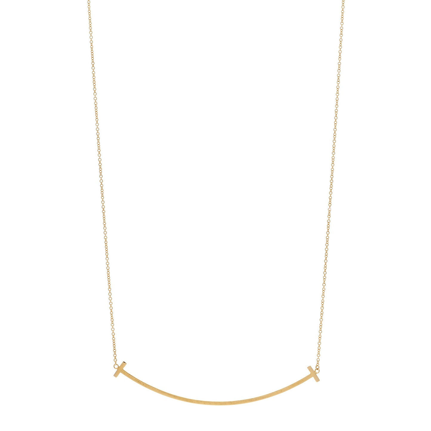 18K Yellow Gold Large T Smile Pendant Necklace