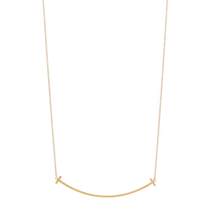 Tiffany 18K Yellow Gold Large T Smile Pendant Necklace 1 of 4