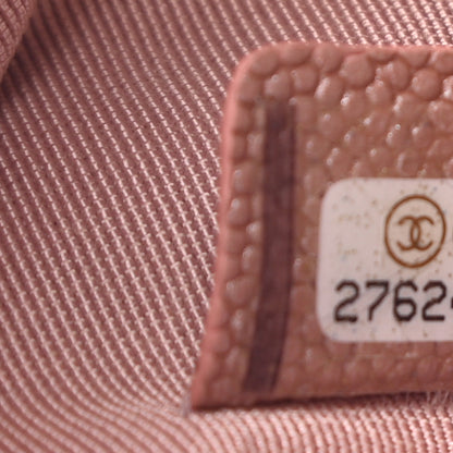 Chanel Metallic Caviar Chevron Quilted Small Vintage Mademoiselle Cosmetic Case Pink 7 of 7