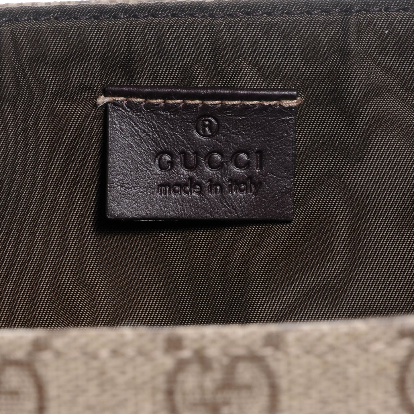 GG Supreme Monogram Selleria Calfskin Messenger Diaper Bag Beige Ebony Cocoa Dark Chocolate