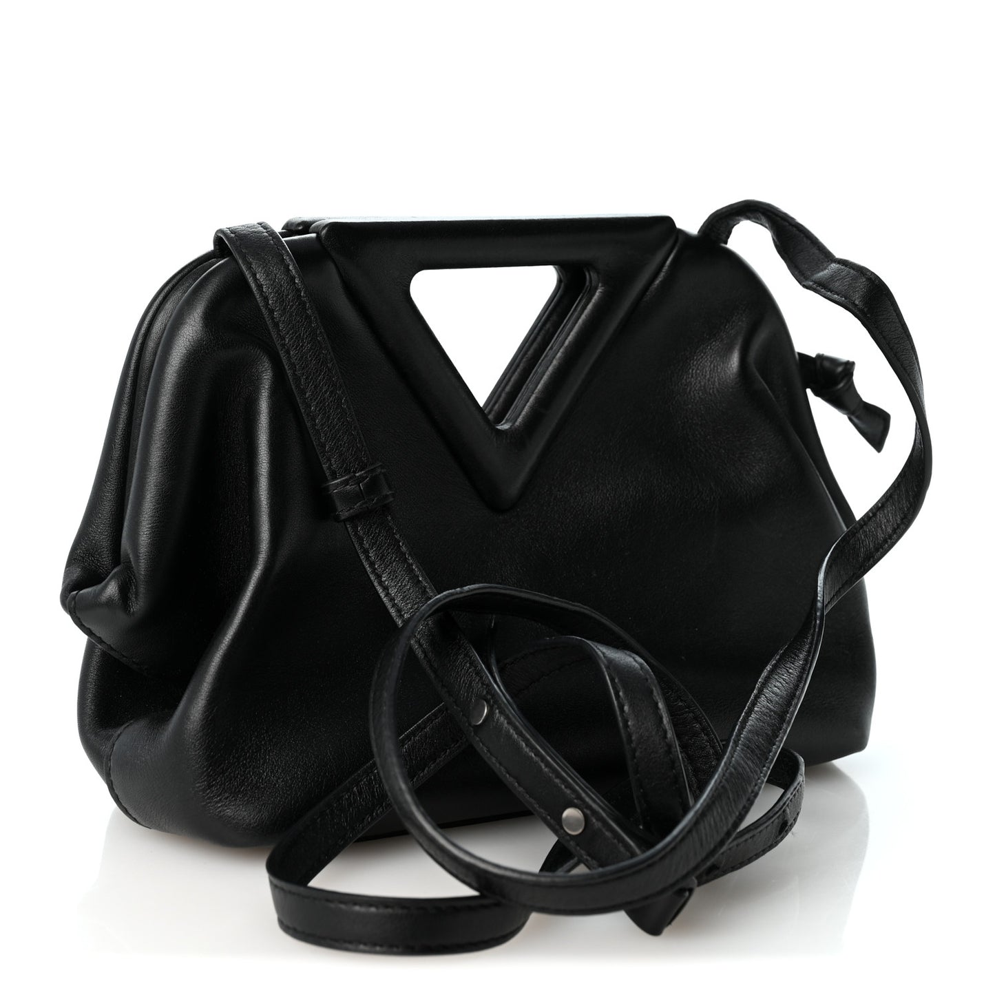 Calfskin Small The Point Triangle Bag Black