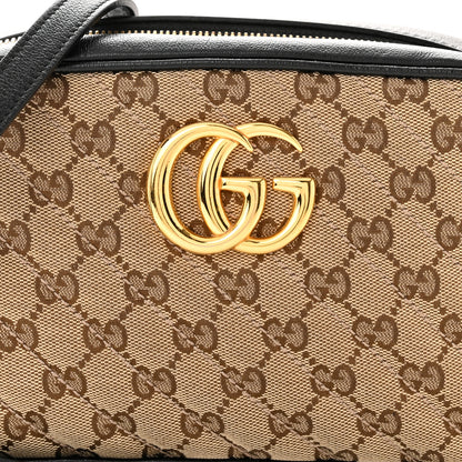 Gucci Monogram Matelasse Diagonal Small GG Marmont Chain Shoulder Bag Beige Black 8 of 11