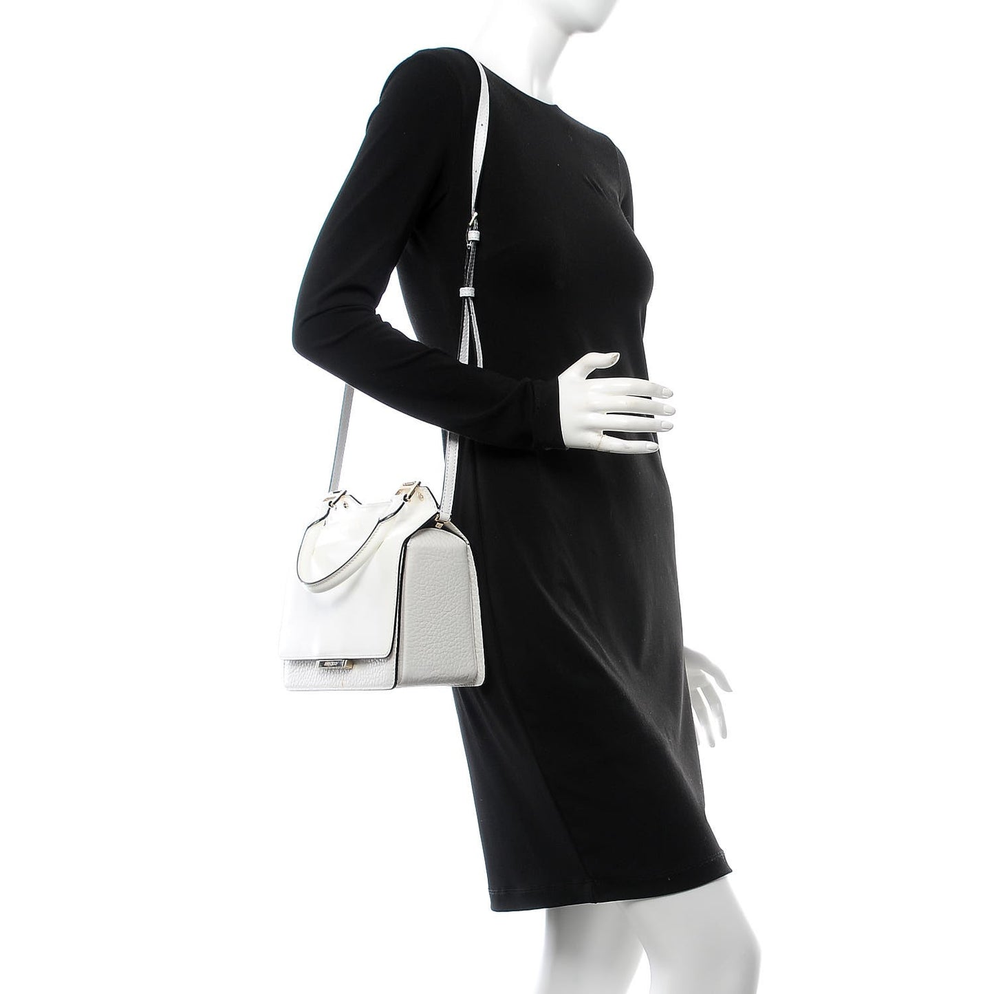 Smooth Pebbled Calfskin Amie Top Handle Bag White