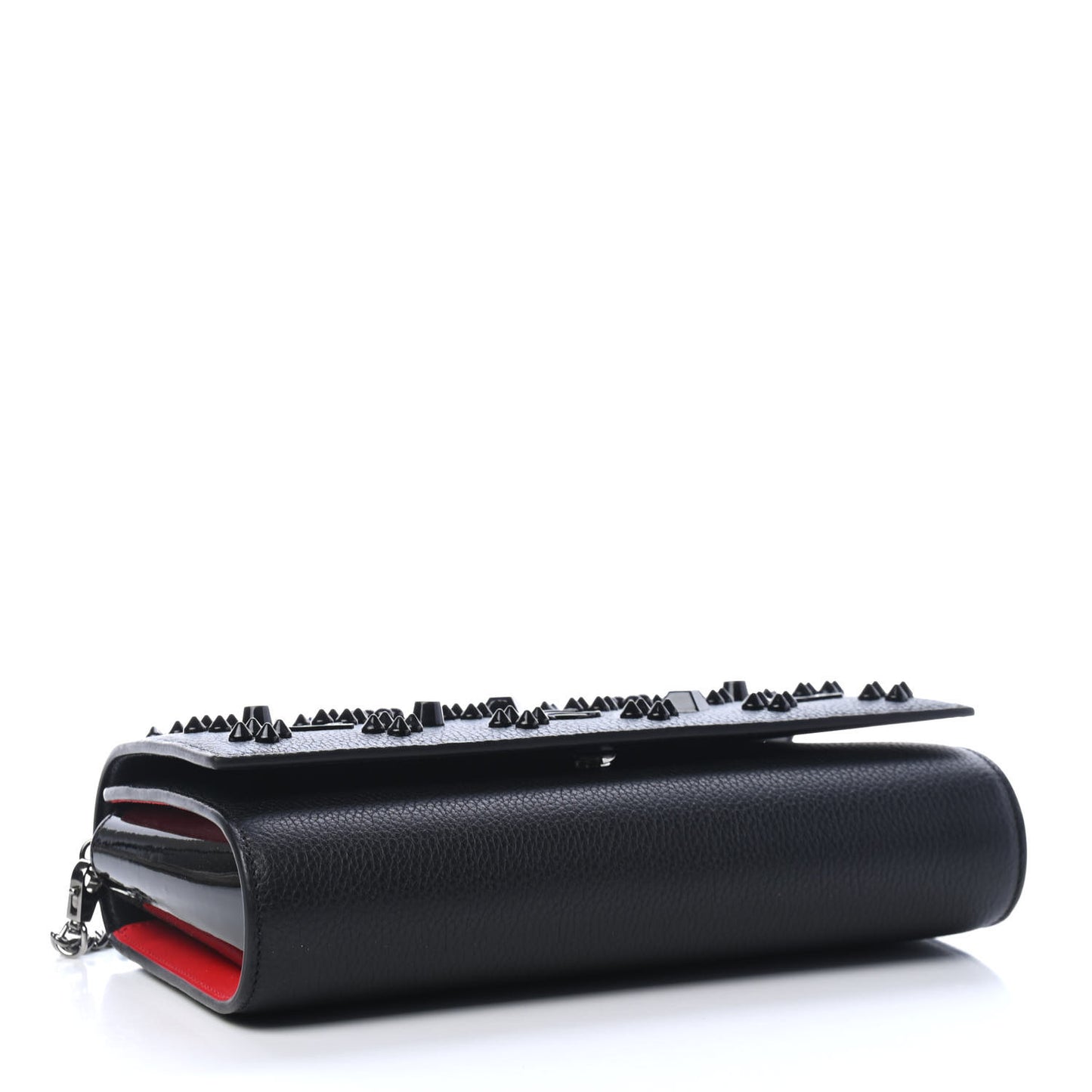 Calfskin Spikes Loubinthesky Paloma Clutch Black