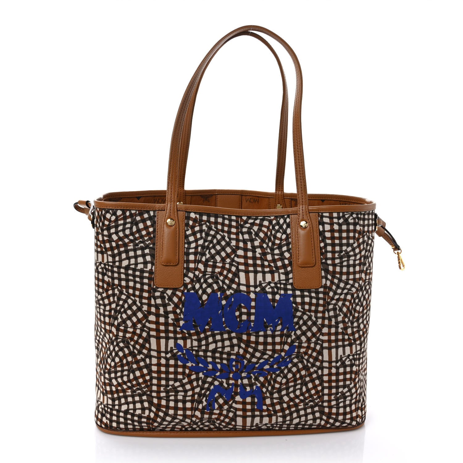 MCM Visetos Medium Liz Reversible Shopper Tote Cognac 4 of 14