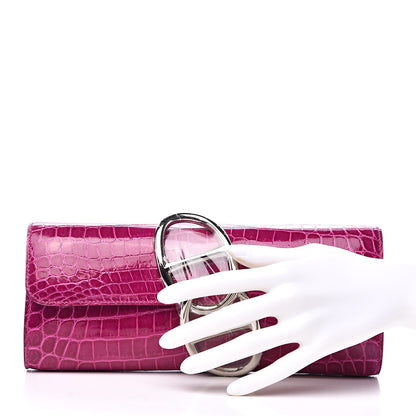 Hermes Shiny Niloticus Crocodile Egee Clutch Rose Scheherazade 2 of 10