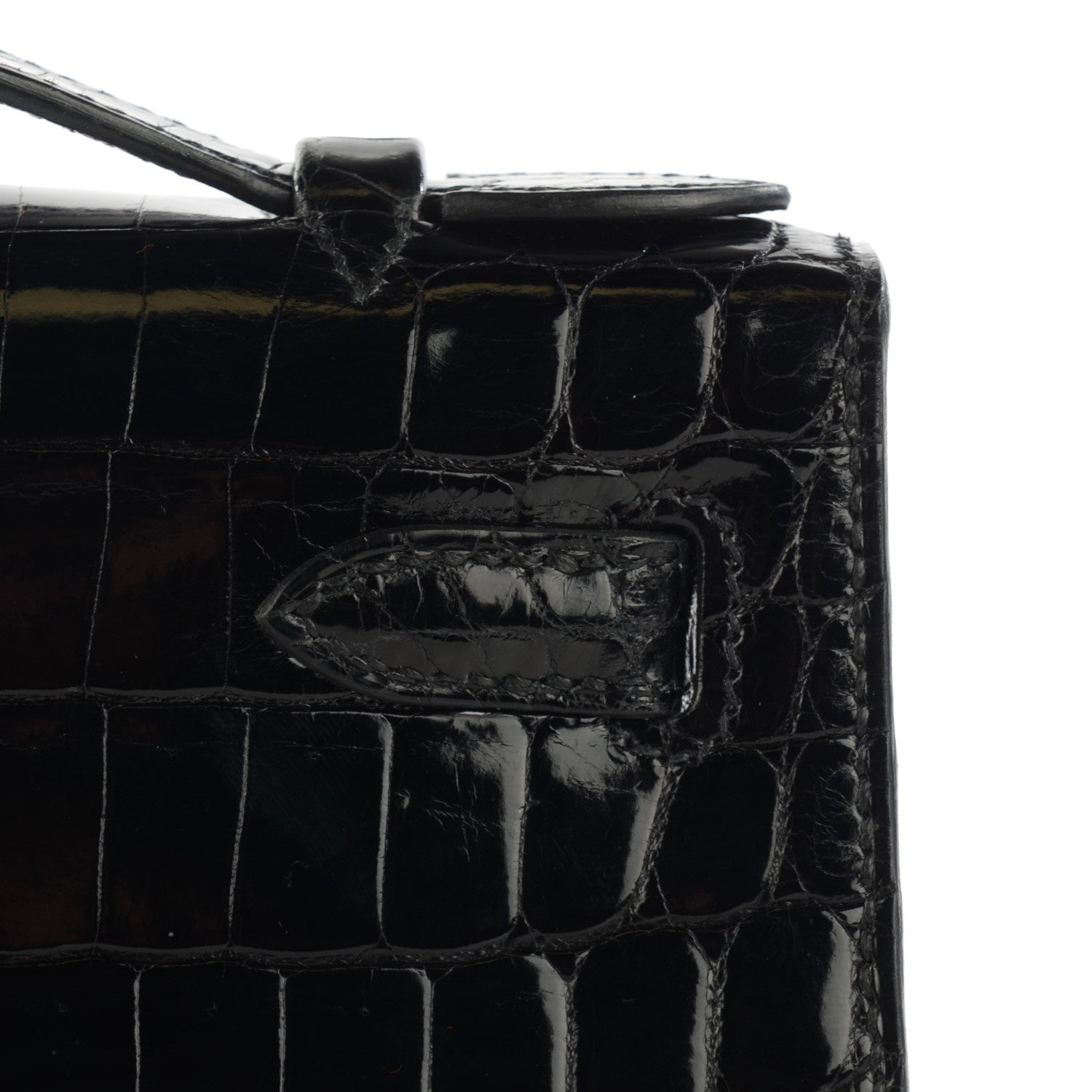 Hermes Shiny Niloticus Crocodile Kelly Pochette Black 5 of 34